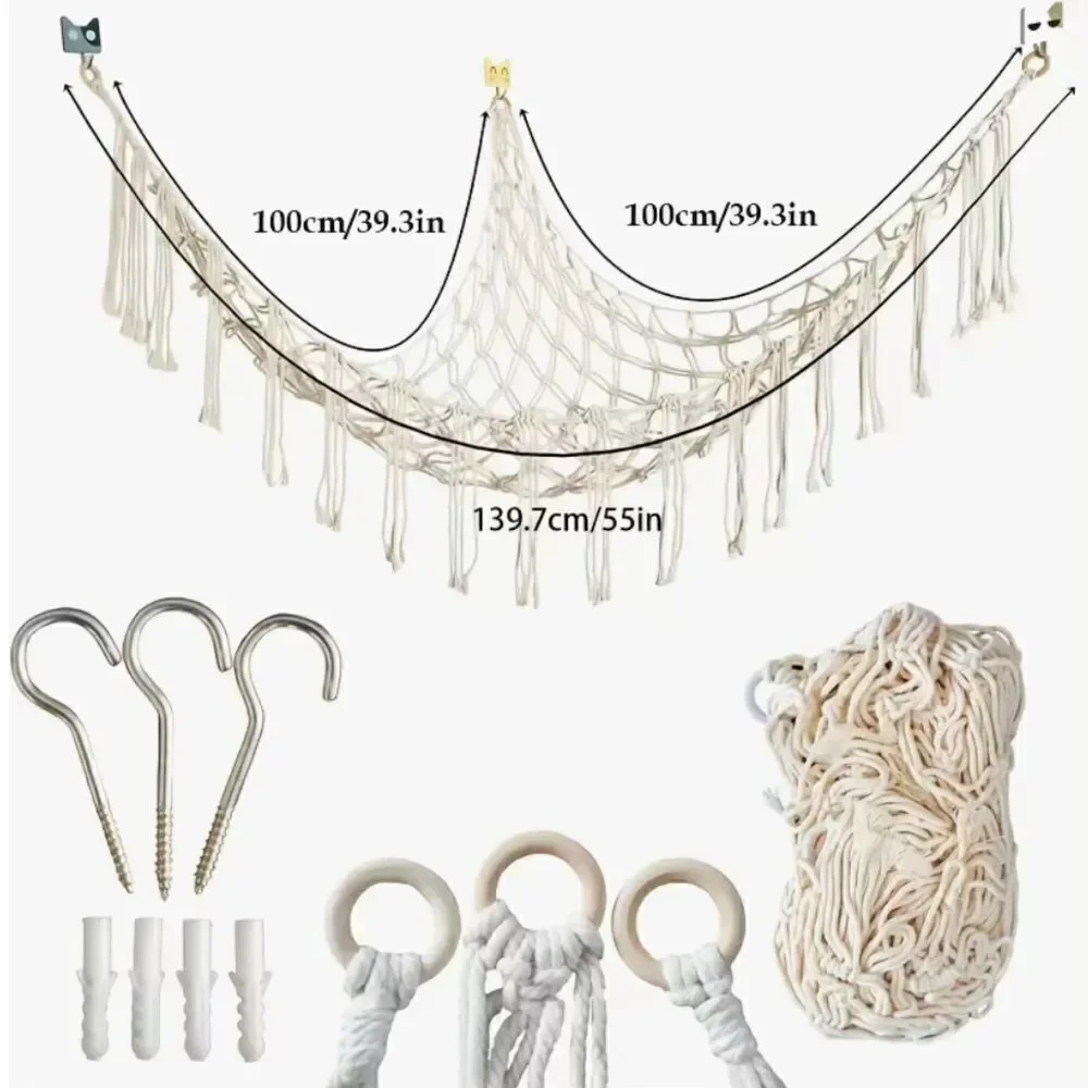 Macrame Hanging Stuffed Animal Hammock Storage
